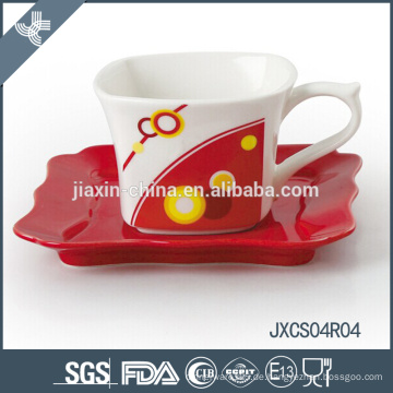 Großhandel Porzellan Quadrat Kaffeetasse und Untertasse, Splitter Design Tasse Set, kleine Tasse